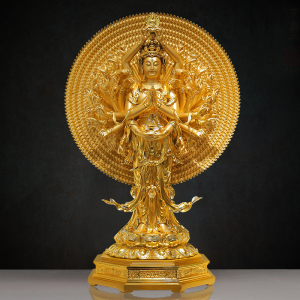 台湾铜贴金千手观音佛像供奉寺庙大佛像千手千眼观音菩萨像摆件