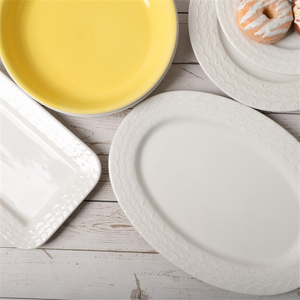 出口原单cakeboss陶瓷餐具长方双层果盘子平盘碟子浮雕鱼盘甜品