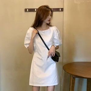 欧洲站2023夏季新款白色仙女裙子法式小众显瘦收腰气质短款连衣裙