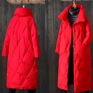 红色羽绒棉服女中长款2023新款韩系棉服冬季棉袄加厚爆款棉衣外套