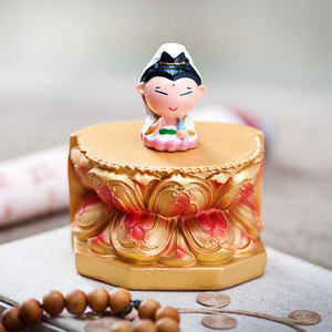 古菩 多尺寸彩绘雕刻莲花底座 树脂供佛座莲台莲花座观音佛像供座