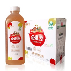 绿色食品金果源苹果醋饮料1L(6瓶箱装）苹果汁醋饮品 整箱