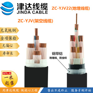 津达国标纯铜阻燃10平方电缆线充电桩ZC-YJV/22架空/地埋控制电缆