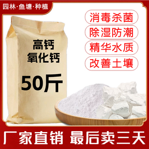 生石灰块粉50斤鱼塘消毒杀菌驱虫净水刷树养殖吸潮干燥剂土壤白灰