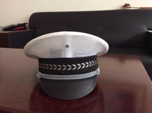 保安物业大檐帽儿童演出帽门卫大盖帽白色执勤男女同款劳保鸭舌帽