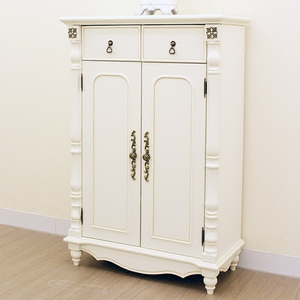 美式实木三门鞋柜对开门现代简约田园白色鞋架门厅玄关储物柜80cm