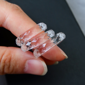 天然白水晶戒指冰糖圆圈配件跑马环镶嵌饰品异形情侣戒指指环男女