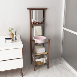 老式纯实木洗脸洗手架子带镜子落地家用面盆架农村简约现代脸盆架