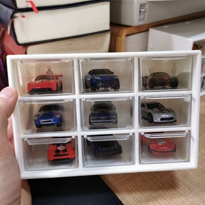 风火轮小跑车模型1：64亚克力抽屉式透明收纳盒TOMY多美卡车模盒