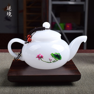 日式玉瓷茶壶泡茶家用琉璃泡茶器功夫茶具耐热单壶小号玻璃养生壶
