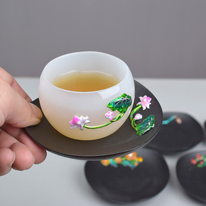 景泰蓝陶瓷茶杯托杯垫日式功夫茶具茶道配件锡制家用泡茶隔热垫