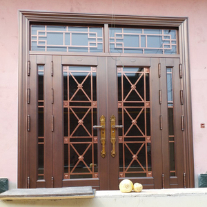别墅大门玻璃铜门农村入户对开门防盗门子母门不锈钢门锌合金定制
