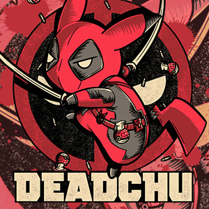 宝可梦皮卡丘联名漫威死侍卫衣男秋冬季t恤港风日系ins潮牌情侣装