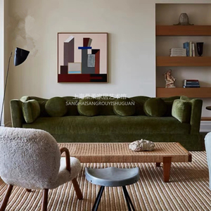 复古风法式墨绿色双人三人位布艺沙发客厅北欧小户型别野民宿沙发