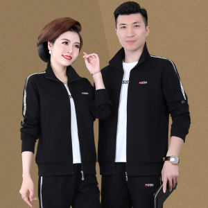 中老年人情侣运动套装春秋男女中年爸爸休闲大码秋冬季妈妈运动服