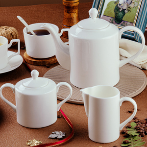 陶瓷咖啡壶泡茶壶白色骨瓷奶盅奶罐咖啡杯套装糖罐简约凉水壶餐厅