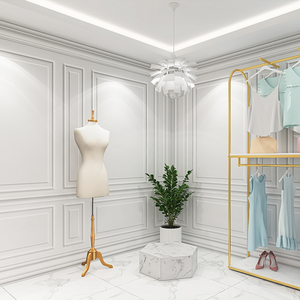 欧式3d立体石膏线墙纸女装直播间背景墙壁纸卧室服装拍照装饰墙布