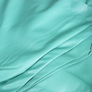 蓝绿色机车皮 pu皮 薄款 半米 bjd娃娃衣包包外套沙发 布料面料