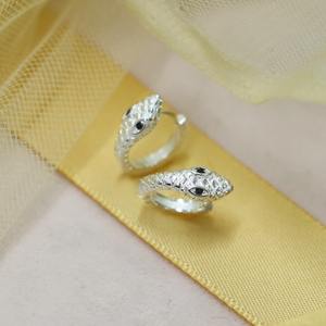 s925银蛇形锆石耳圈耳环耳钉小众设计感高级银饰品女韩国气质网红