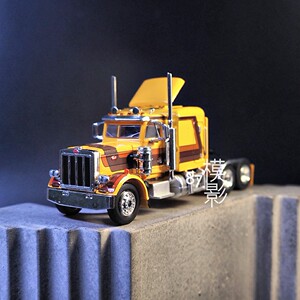 黄褐双色peterbilt 359彼得比尔特美式卡车拖头塑料 1/87 brekina