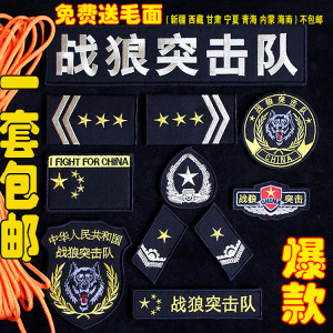 黑色战狼突击队刺绣臂章军迷魔术贴章背章领章肩章个性logo标定制