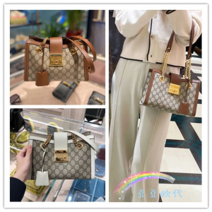 Gucci/古驰女包包 padlock托特包 老花锁扣链条包 单肩斜跨手提包