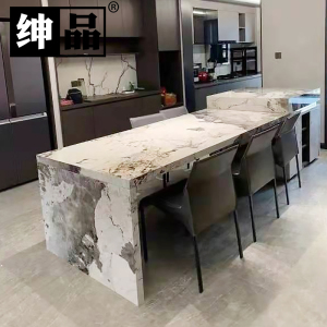 潘多拉岩板板材中岛台餐桌一体家用可伸缩西厨橱柜吧台面定制导台