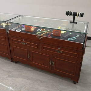 实木珠宝展示柜复古翡翠玉器柜台佛牌手串银饰玻璃展柜展厅陈列柜