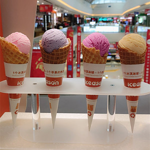 4孔椭圆亚克力冰淇淋脆皮甜筒架6孔蛋筒支架甜品台亚格力展示架