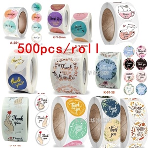 1 roll 500pcs thank you stickers handmade sticker circle Sta