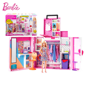 Barbie芭比娃娃新款梦幻衣橱套装 衣服换装女孩公主玩具礼物GBK10