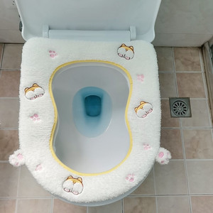 可爱卡通马桶垫葫芦形8字形家用坐便套大号冬天保暖马桶圈毛绒
