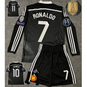 1415皇马黑龙球衣7号c罗欧冠版长袖足球服拉莫斯贝尔复古套装定制