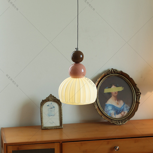 免布线充电床头吊灯现代简约可升降南瓜奶油风法式餐厅卧室吊线灯