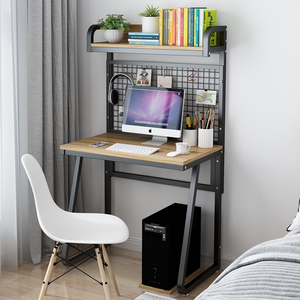 小户型电脑桌台式家用卧室可移动书桌迷你单人书架一体学生写字台