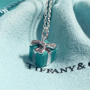 代购tiffany蒂芙尼项链迷你珐琅礼盒吊坠925纯银锁骨链情人节礼物