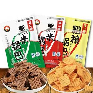 傻二哥粗粮锅巴黑米锅巴100g*6包麻辣香葱番茄味大米零食休闲小吃