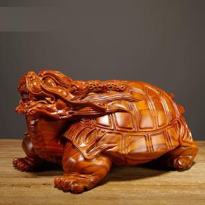 黑檀木雕龙龟摆件实木质瑞兽雕刻风水招财镇宅红木工艺品家居装饰