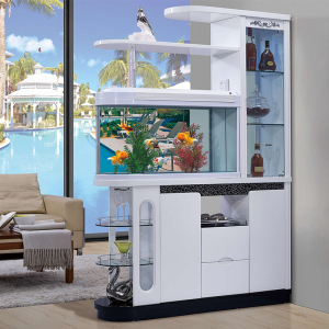 简约现代进门客厅玄关带鱼缸酒柜屏风隔断间厅双面鞋柜门厅装饰柜