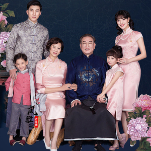 旗袍全家福复古中国民国风一家六口亲子古装爷爷奶奶服影楼写真服