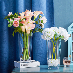 百合花花瓶摆件客厅透明塑料插花瓶轻奢北欧简约水养鲜花瓶欧式