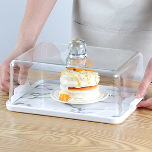 保鲜盖透明蛋糕罩塑料餐盖面包点心食物罩托盘长方形食品盖防尘罩
