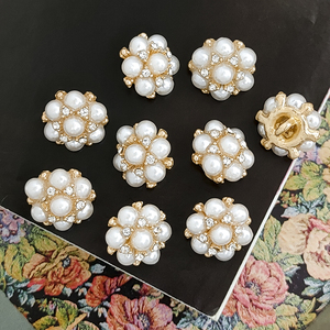 金属珍珠水钻扣子花朵复古高档韩版西装外套开衫百搭装饰纽扣