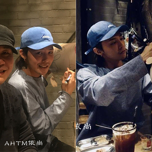 g-dragon权志龙ins同款蓝色字母刺绣鸭舌帽子棒球帽宋茜 古力娜扎