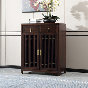 00闽阁陶瓷淘宝北欧全实木鞋柜门口玄关家用两门现代简约白蜡木藤编