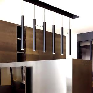 现代简约led餐厅三头小吊灯前台创意个性吧台圆柱形长筒吊灯北欧