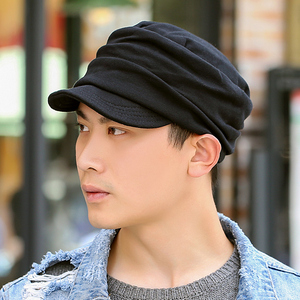 休闲平顶帽子男士秋冬天韩版潮帽褶皱时尚简约男帽户外春夏鸭舌帽