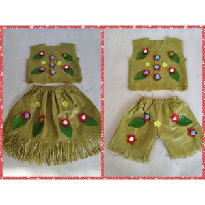 新款儿童环保时装秀演出服亲子装走秀服装手工定做编织袋拖尾服装