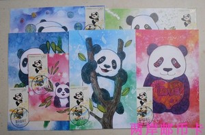 2018-30大熊猫邮票成都熊猫邮局1戳19.3.8自制极限片绘画片