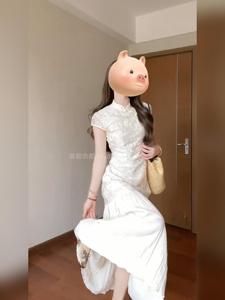 MLYD/定制 大码复古新中式改良旗袍女国风清冷感气质假两件连衣裙